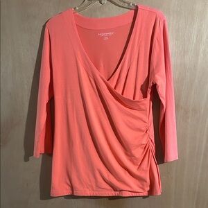 Soft Surroundings V-Neck Coral Blouse